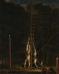 Die Leichen der Brüder De Witt auf dem Groene Zoodje am Lange Vijverberg in Den Haag, 20. August 1672